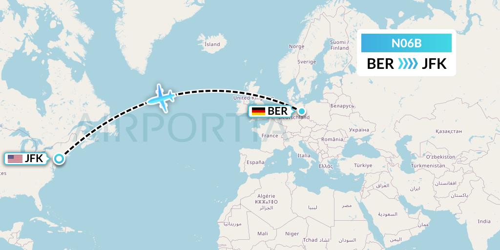 N06B Norse Atlantic Airways Flight Map: Berlin to New York