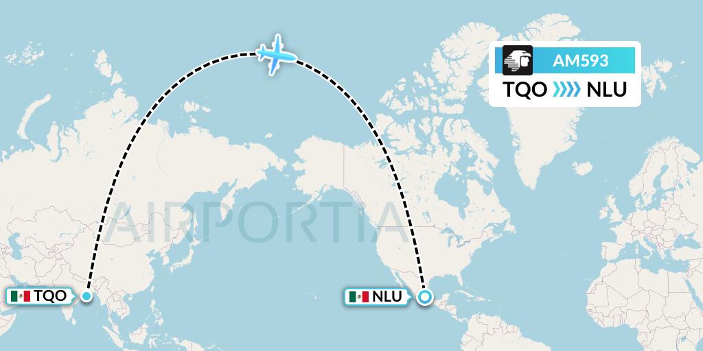 AM593 Aeromexico Flight Map: Tulum to Reyes Acozac