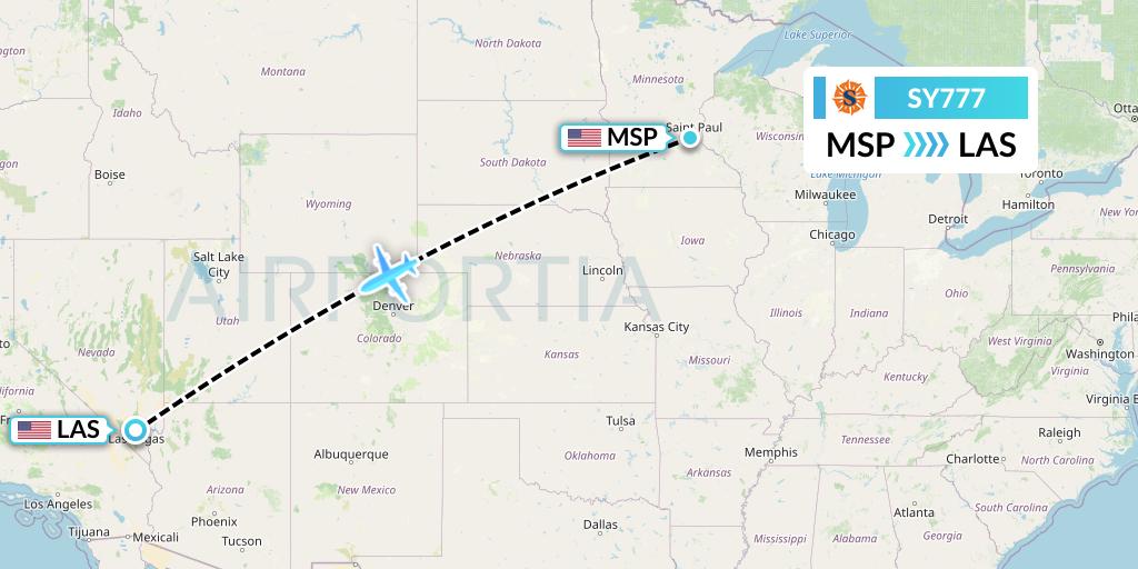 SY777 Sun Country Airlines Flight Map: Minneapolis to Las Vegas