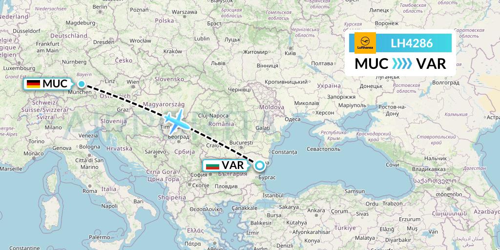 LH4286 Lufthansa Flight Map: Munich to Varna