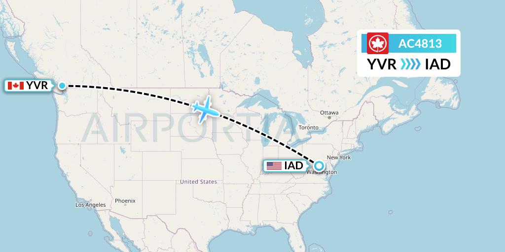AC4813 Air Canada Flight Map: Vancouver to Washington
