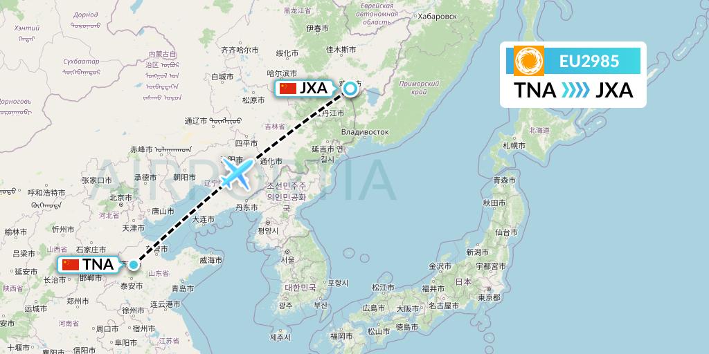 EU2985 Chengdu Airlines Flight Map: Jinan to Jixi