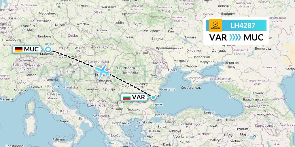 LH4287 Lufthansa Flight Map: Varna to Munich