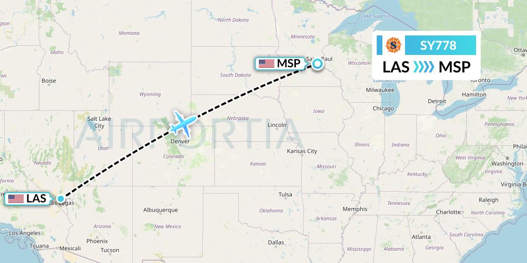 SY778 Sun Country Airlines Flight Map: Las Vegas to Minneapolis