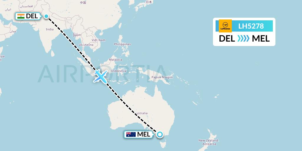 LH5278 Lufthansa Flight Map: Delhi to Melbourne