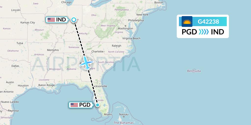 G42238 Allegiant Air Flight Map: Punta Gorda to Indianapolis