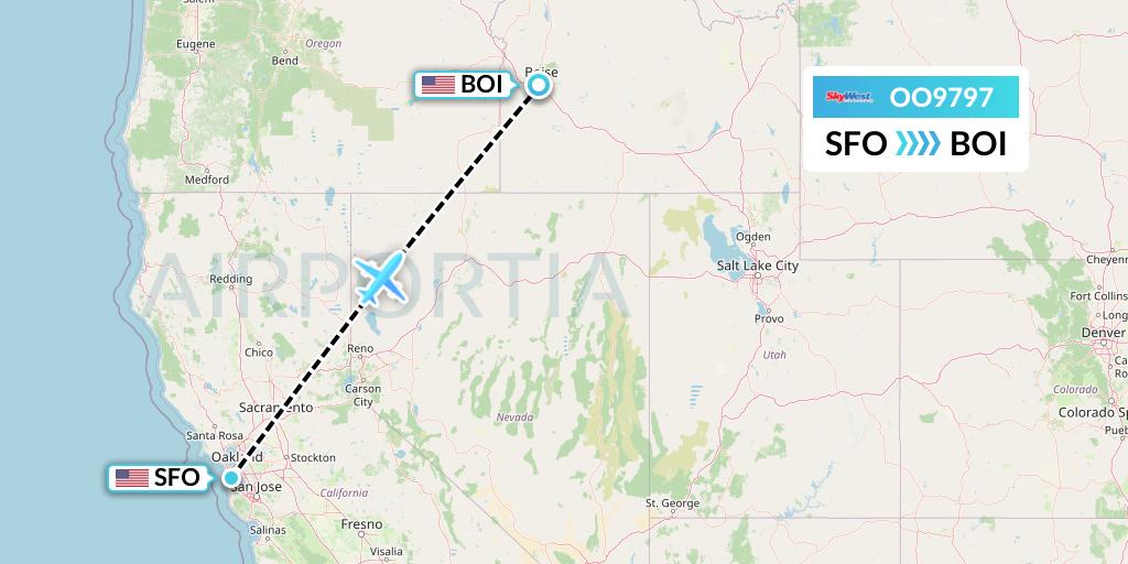 OO9797 SkyWest Airlines Flight Map: San Francisco to Boise