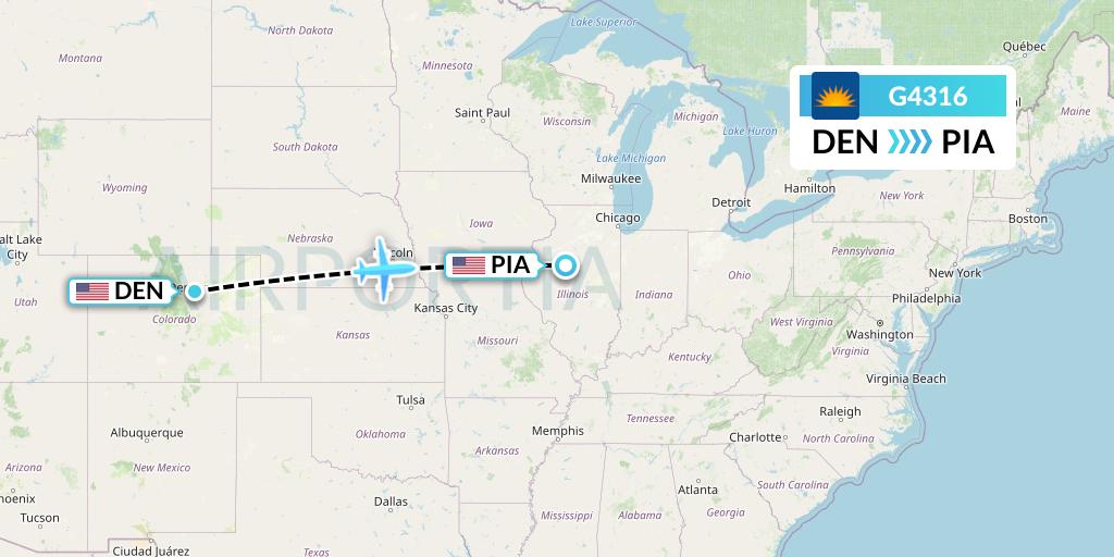 G4316 Allegiant Air Flight Map: Denver to Peoria
