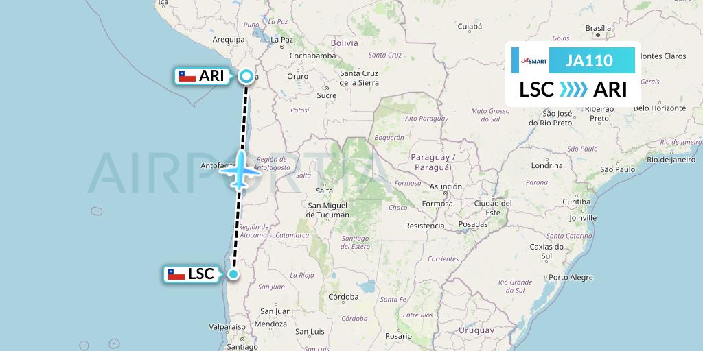 JA110 JetSMART Flight Map: La Serena to Arica