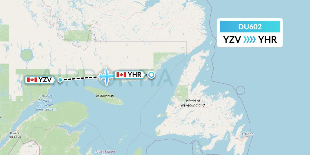 DU602 Sky Jet M.g. Inc Flight Map: Sept-Iles to Chevery