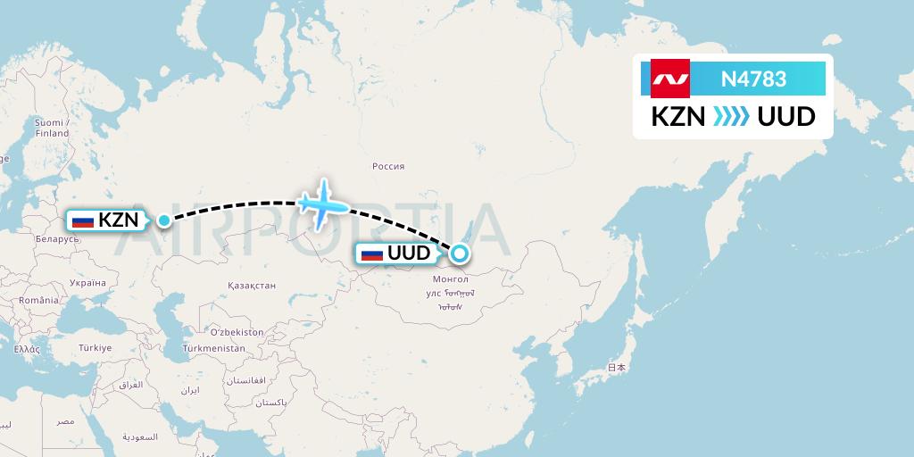 N4783 Nordwind Airlines Flight Map: Kazan to Ulan-Ude