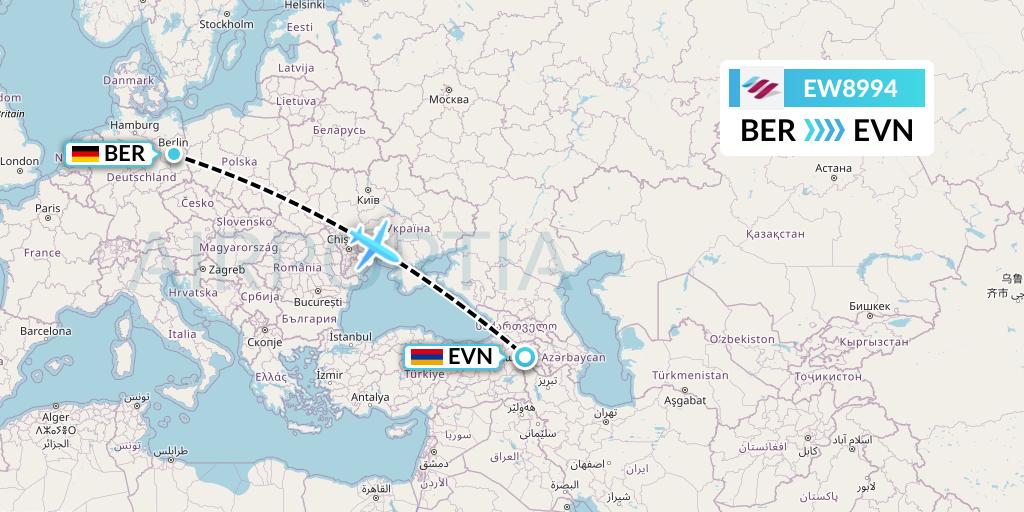 EW8994 Eurowings Flight Map: Berlin to Yerevan