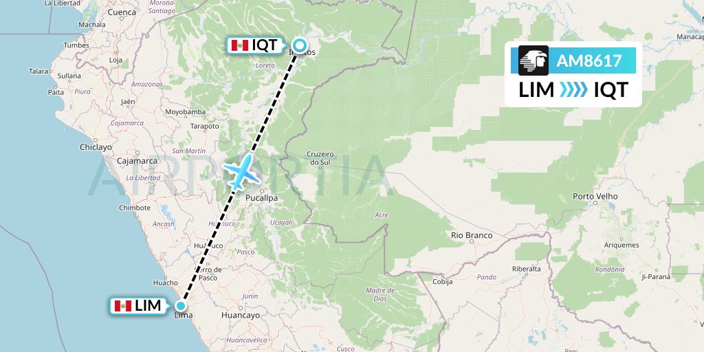 AM8617 Aeromexico Flight Map: Lima to Iquitos