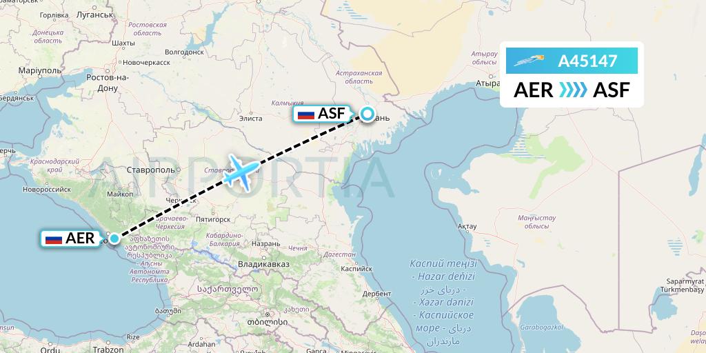 A45147 Azimuth Airlines Flight Map: Sochi to Astrakhan