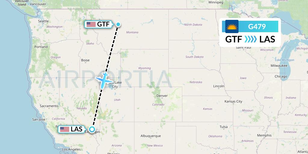 G479 Allegiant Air Flight Map: Great Falls to Las Vegas