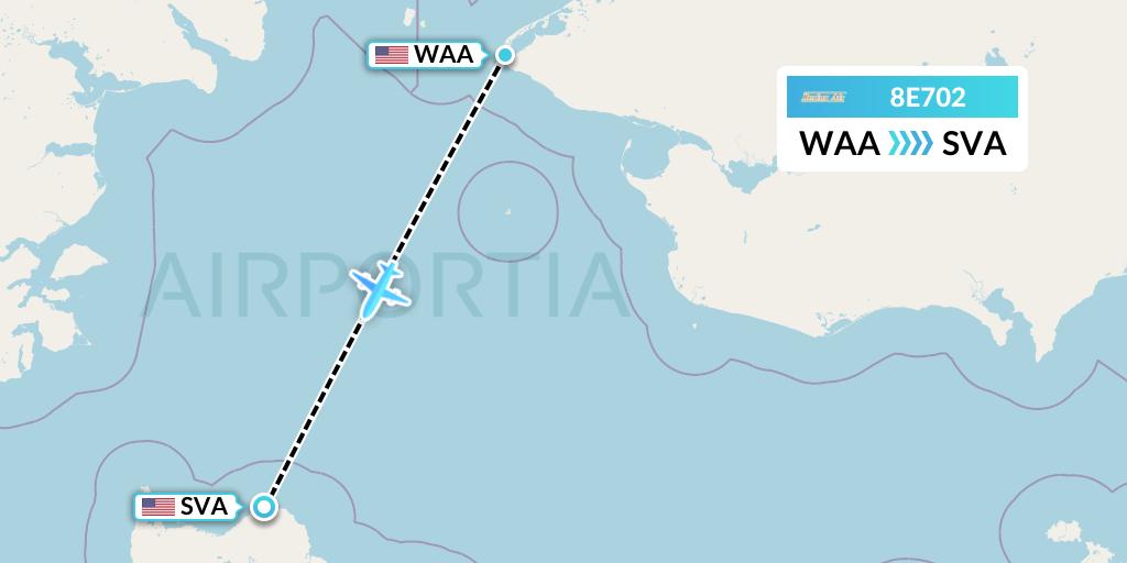 8E702 Bering Air Flight Map: Wales to Savoonga