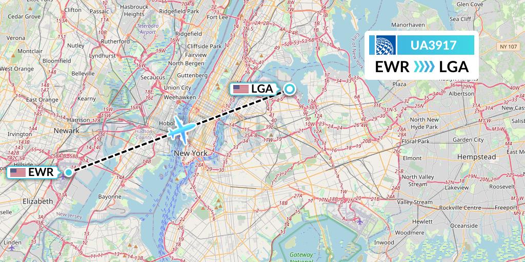 UA3917 United Airlines Flight Map: New York to New York