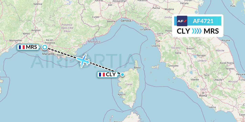 AF4721 Air France Flight Map: Calvi to Marseille