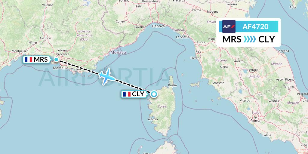 AF4720 Air France Flight Map: Marseille to Calvi