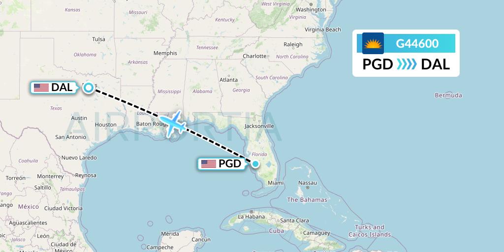 G44600 Allegiant Air Flight Map: Punta Gorda to Dallas