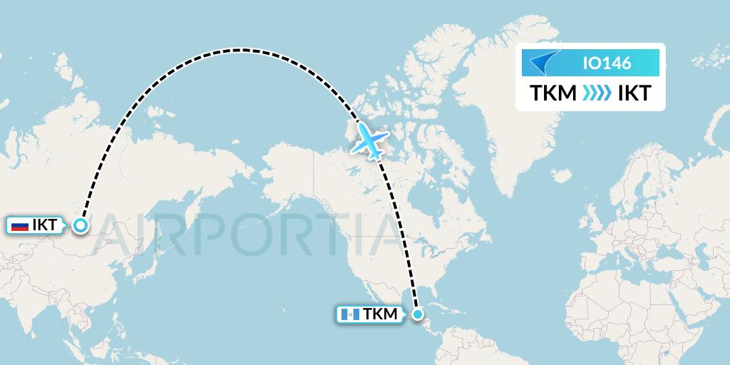 IO146 IrAero Flight Map: Tikal to Irkutsk