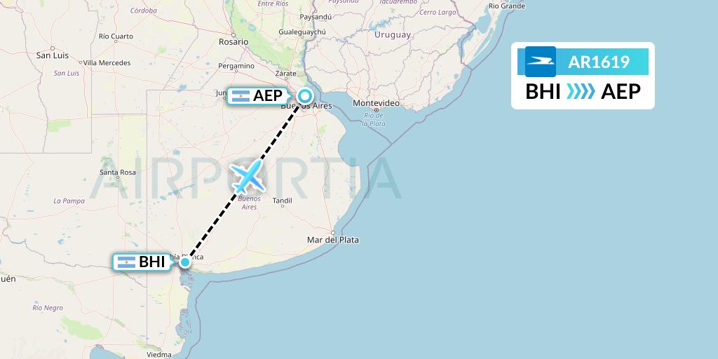 AR1619 Aerolineas Argentinas Flight Map: Bahia Blanca to Buenos Aires