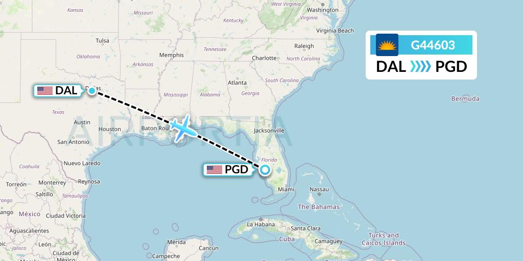 G44603 Allegiant Air Flight Map: Dallas to Punta Gorda