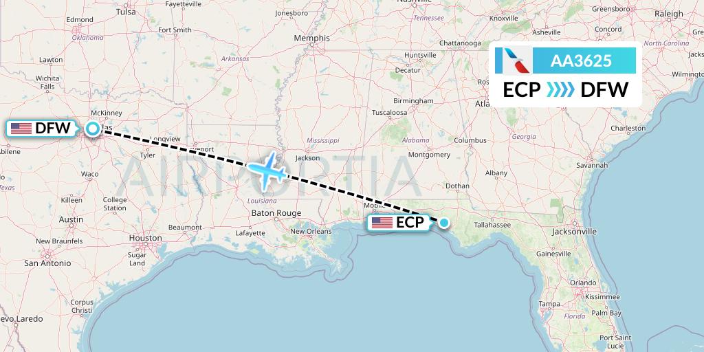 AA3625 American Airlines Flight Map: Panama City to Dallas