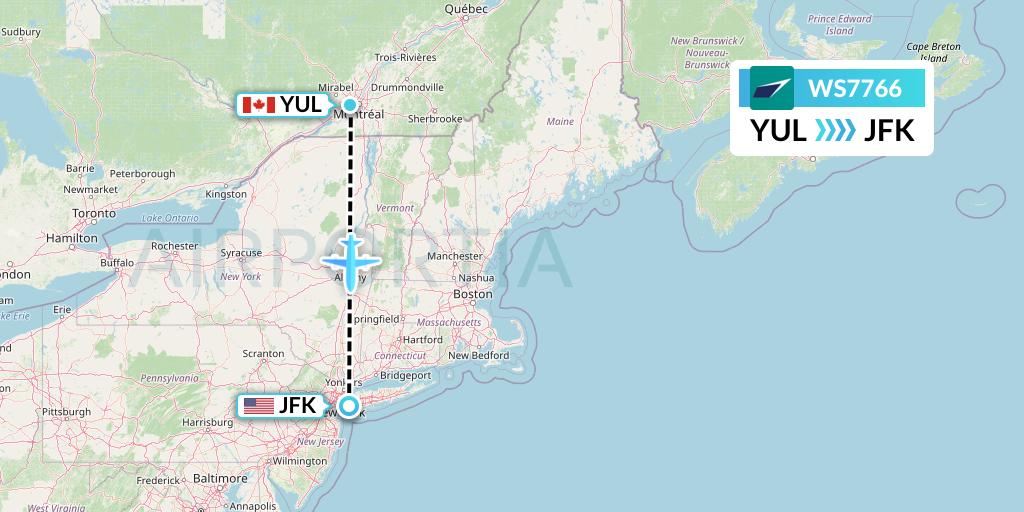 WS7766 Flight Status WestJet Montreal to New York (WJA7766)