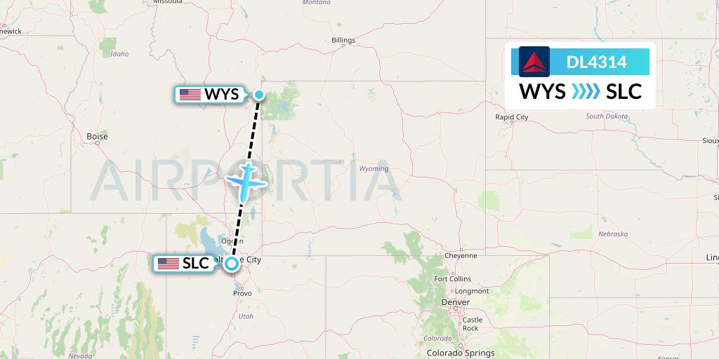 DL4314 Flight Status Delta Air Lines West Yellowstone to Salt Lake