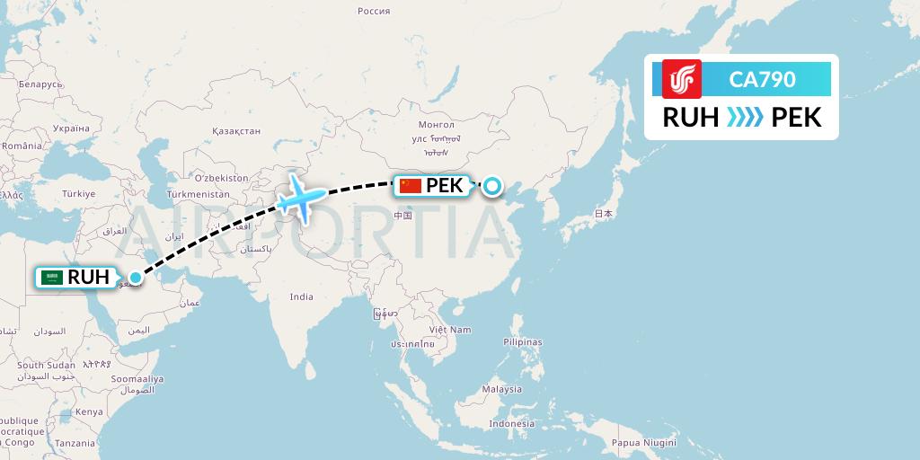 CA790 Air China Flight Map: Riyadh to Beijing