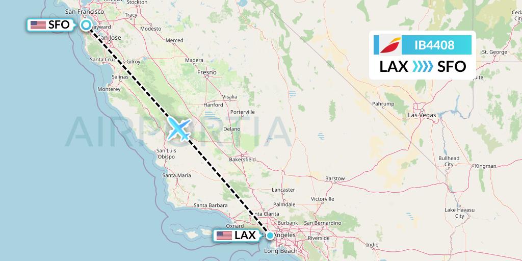 IB4408 Iberia Flight Map: Los Angeles to San Francisco
