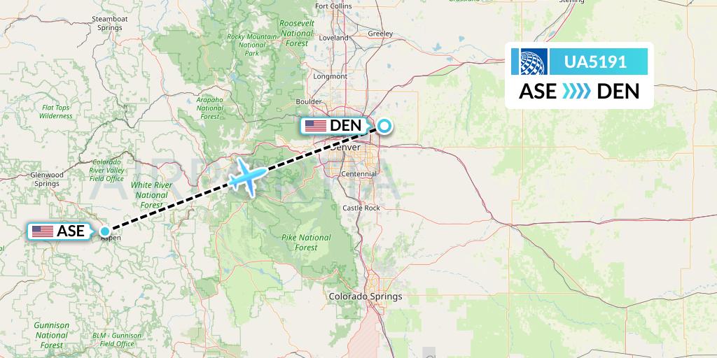 UA5191 United Airlines Flight Map: Aspen to Denver