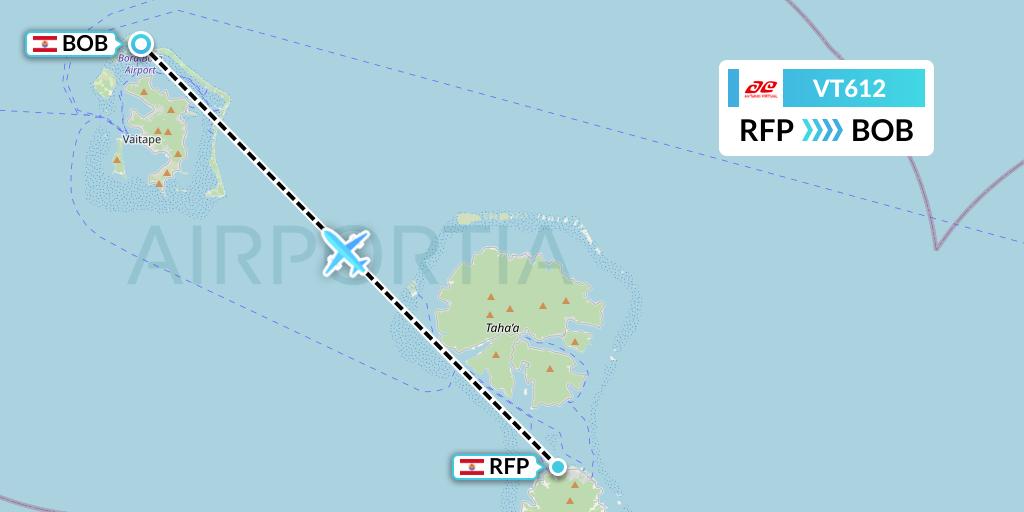 VT612 Air Tahiti Flight Map: Raiatea to Bora Bora