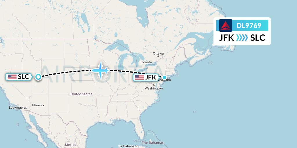 DL9769 Delta Air Lines Flight Map: New York to Salt Lake City