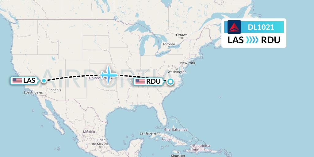 DL1021 Flight Status Delta Air Lines Las Vegas to RaleighDurham (DAL1021)