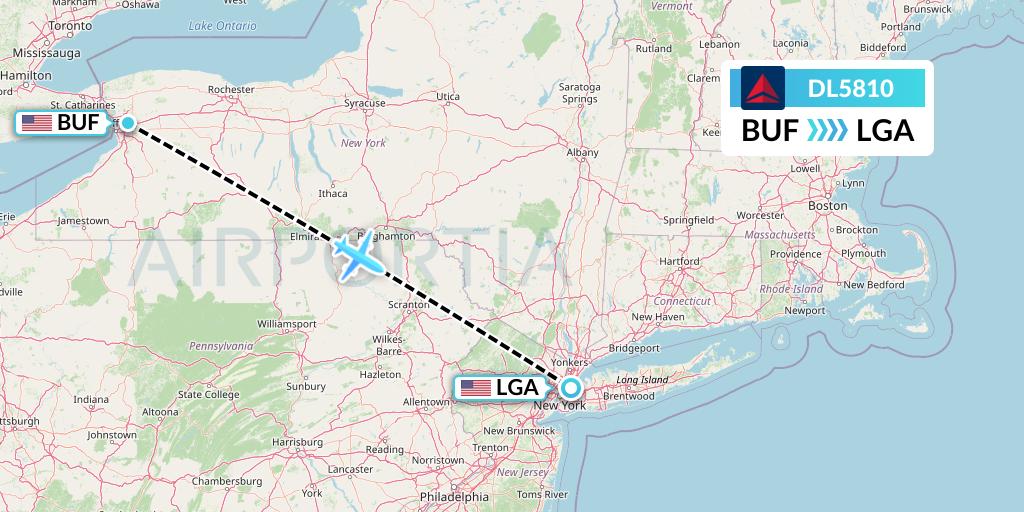 DL5810 Delta Air Lines Flight Map: Buffalo to New York