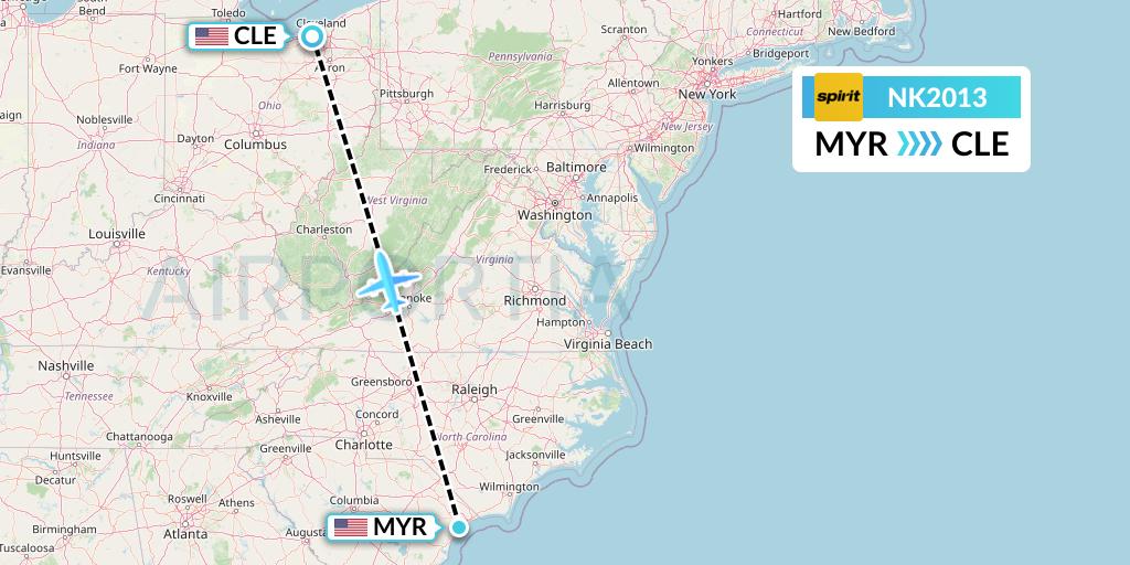 NK2013 Flight Status Spirit Airlines Myrtle Beach to Cleveland (NKS2013)