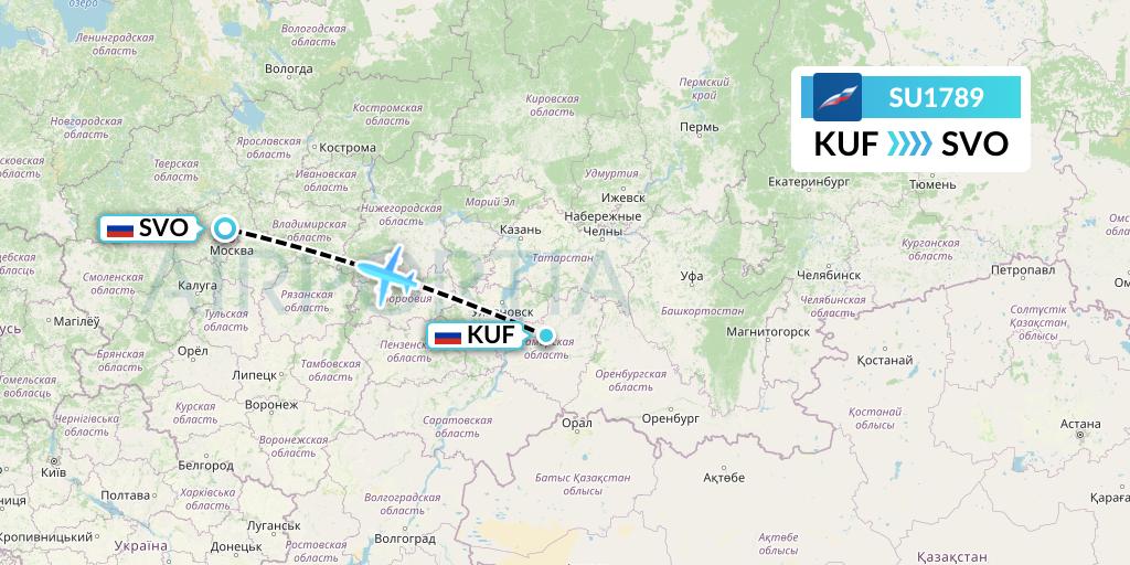 SU1789 Aeroflot Flight Map: Samara to Moscow