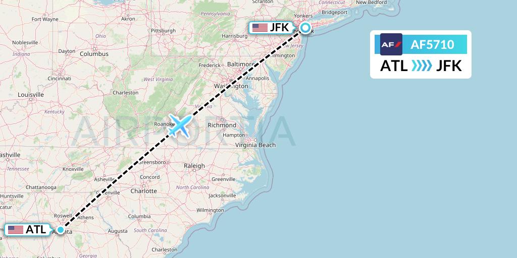 AF5710 Air France Flight Map: Atlanta to New York