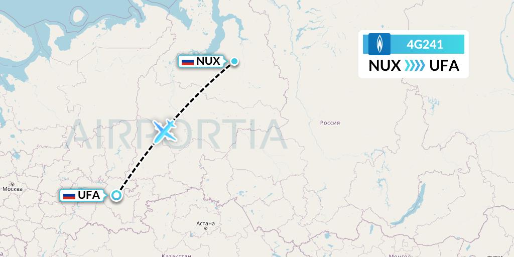 4G241 Gazpromavia Flight Map: Novy Urengoy to Ufa