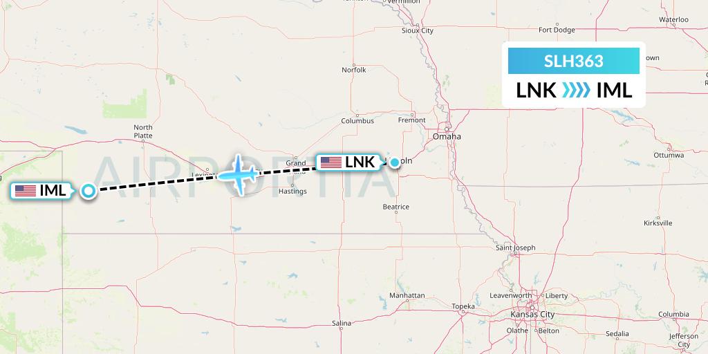 SLH363 Silverhawk Aviation Flight Map: Lincoln to Imperial