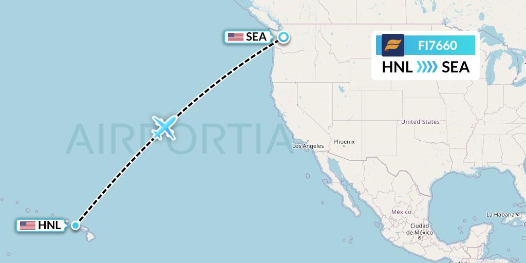 FI7660 Icelandair Flight Map: Honolulu to Seattle