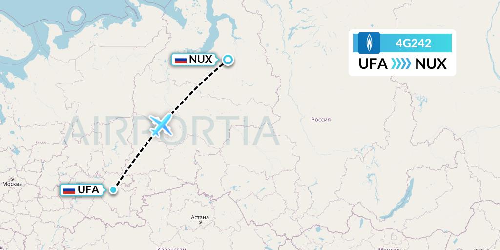 4G242 Gazpromavia Flight Map: Ufa to Novy Urengoy