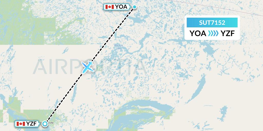 SUT7152 Summit Air Ltd. Flight Map: Ekati to Yellowknife