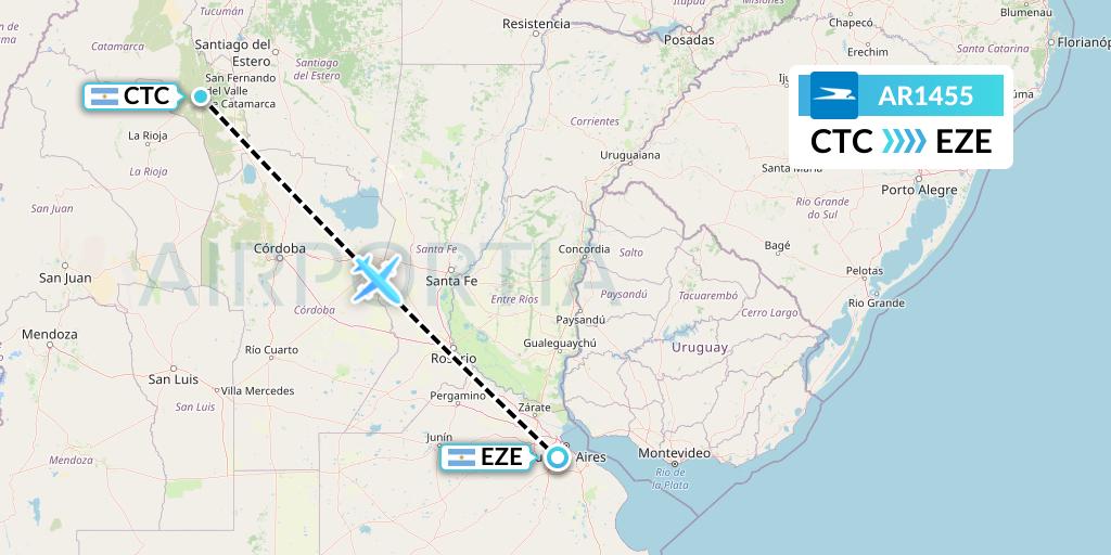 AR1455 Aerolineas Argentinas Flight Map: Catamarca to Buenos Aires