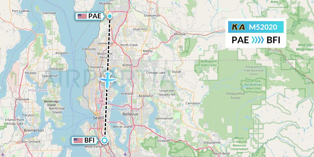 M52020 Kenmore Air Flight Map: Everett to Seattle