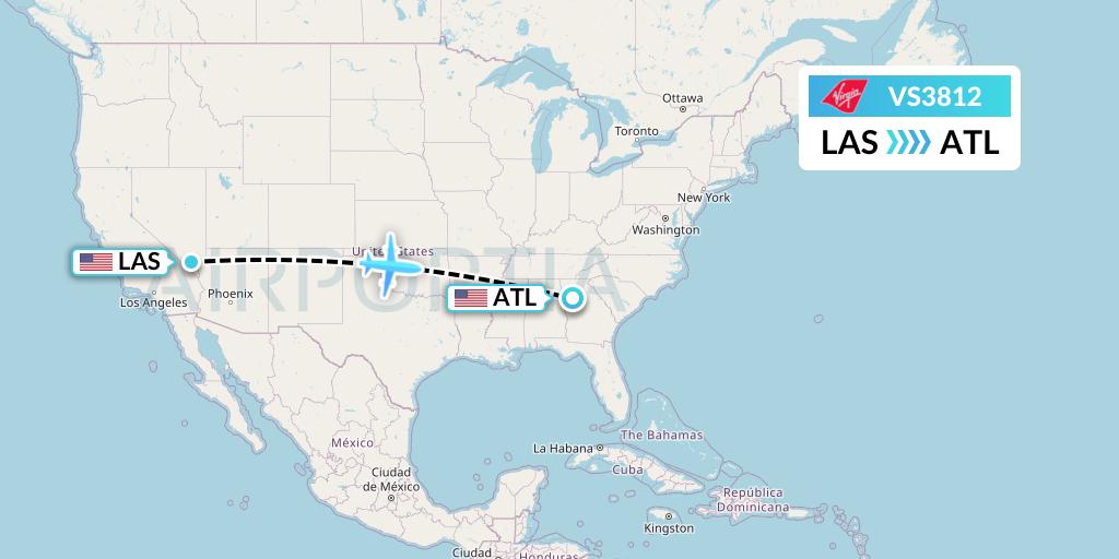 VS3812 Virgin Atlantic Airways Flight Map: Las Vegas to Atlanta