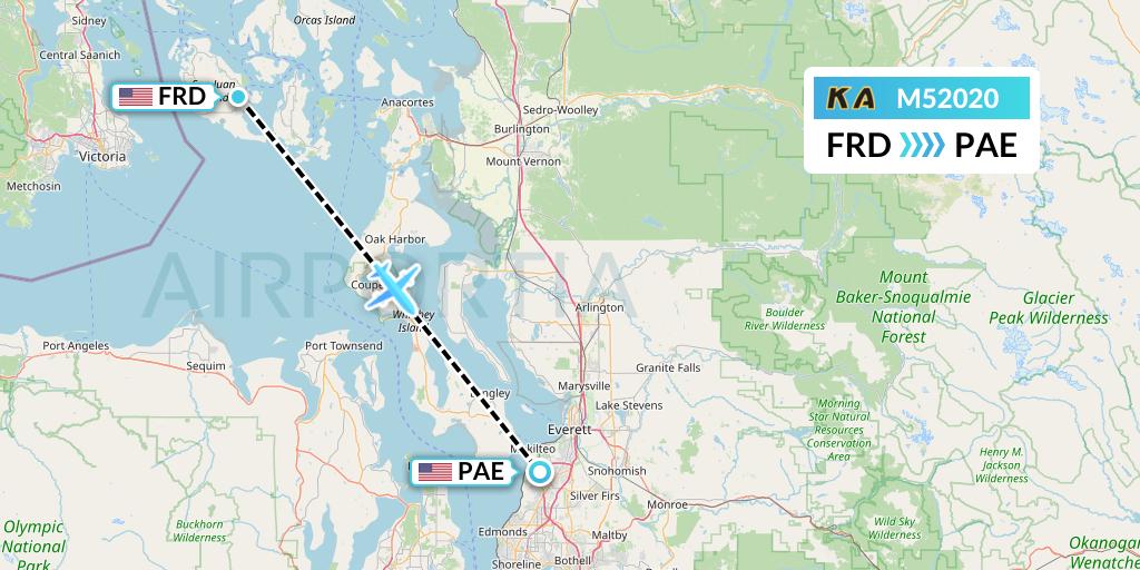 M52020 Kenmore Air Flight Map: Friday Harbor to Everett