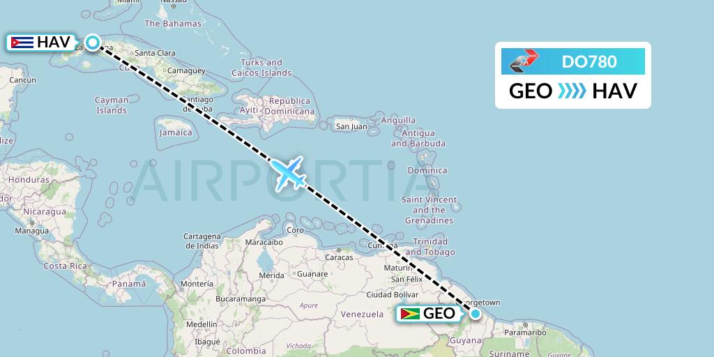 DO780 Sky High Aviation Flight Map: Georgetown to Havana